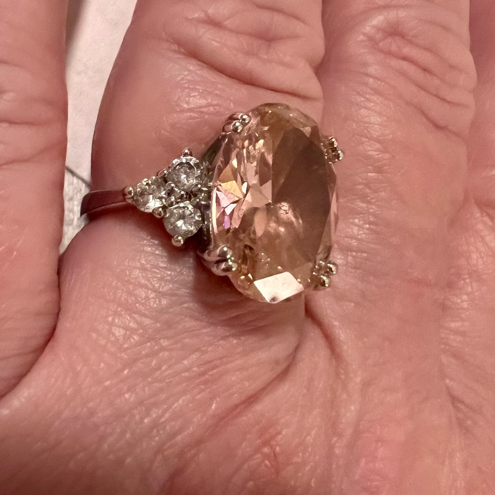 JTV BELLA LUCE Pink and White Diamond simulant rhodium over sterling silver ring - Picture 5 of 8